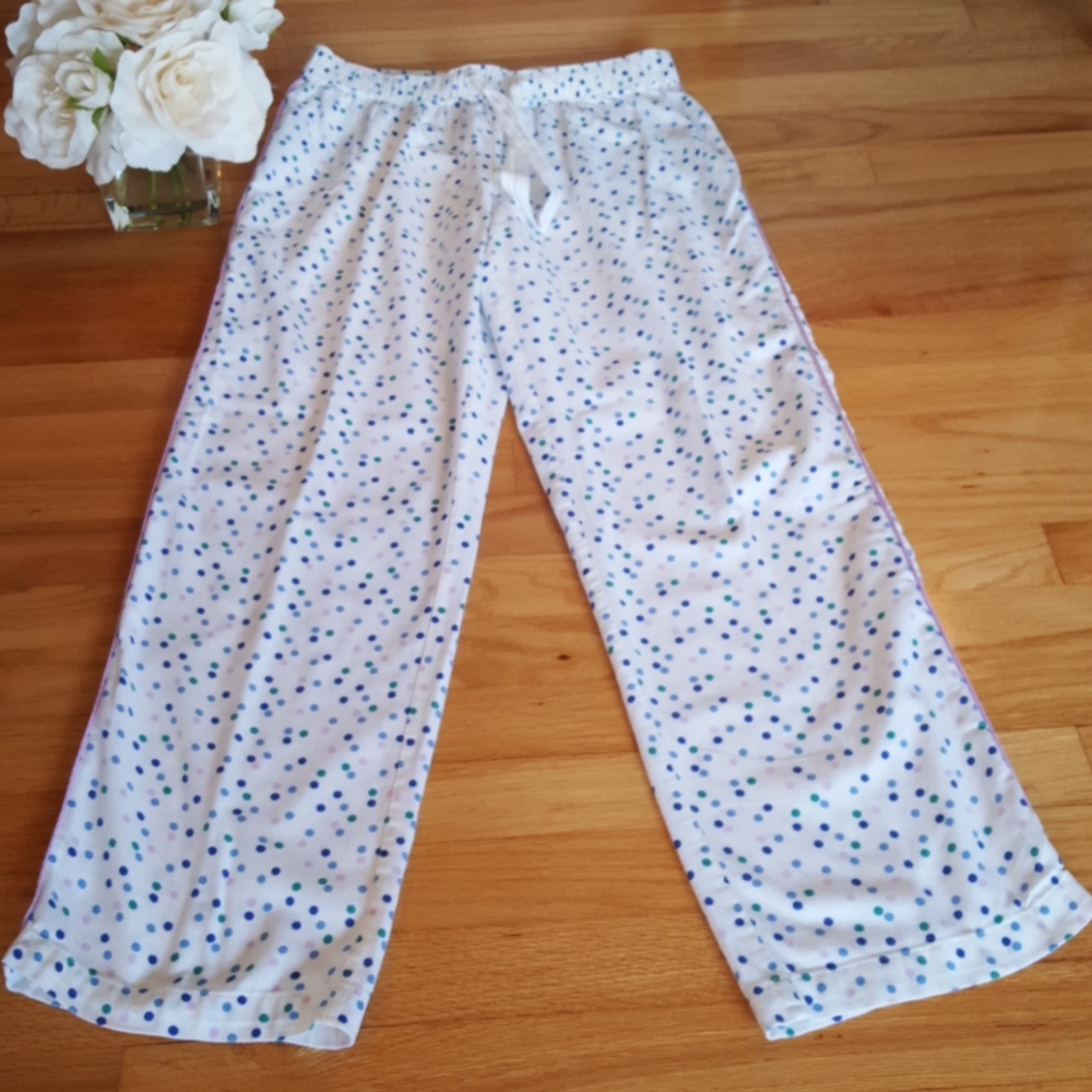 Land's End 100% Polka Dot Cotton Pajama Pants Sm